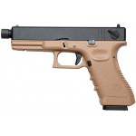 Модель пистолета Glock 18, KP-18TBC.CO2-TAN, GBB, удлин. ствол с резьбой под глушитель, металл, койот, CO2 (KJW)